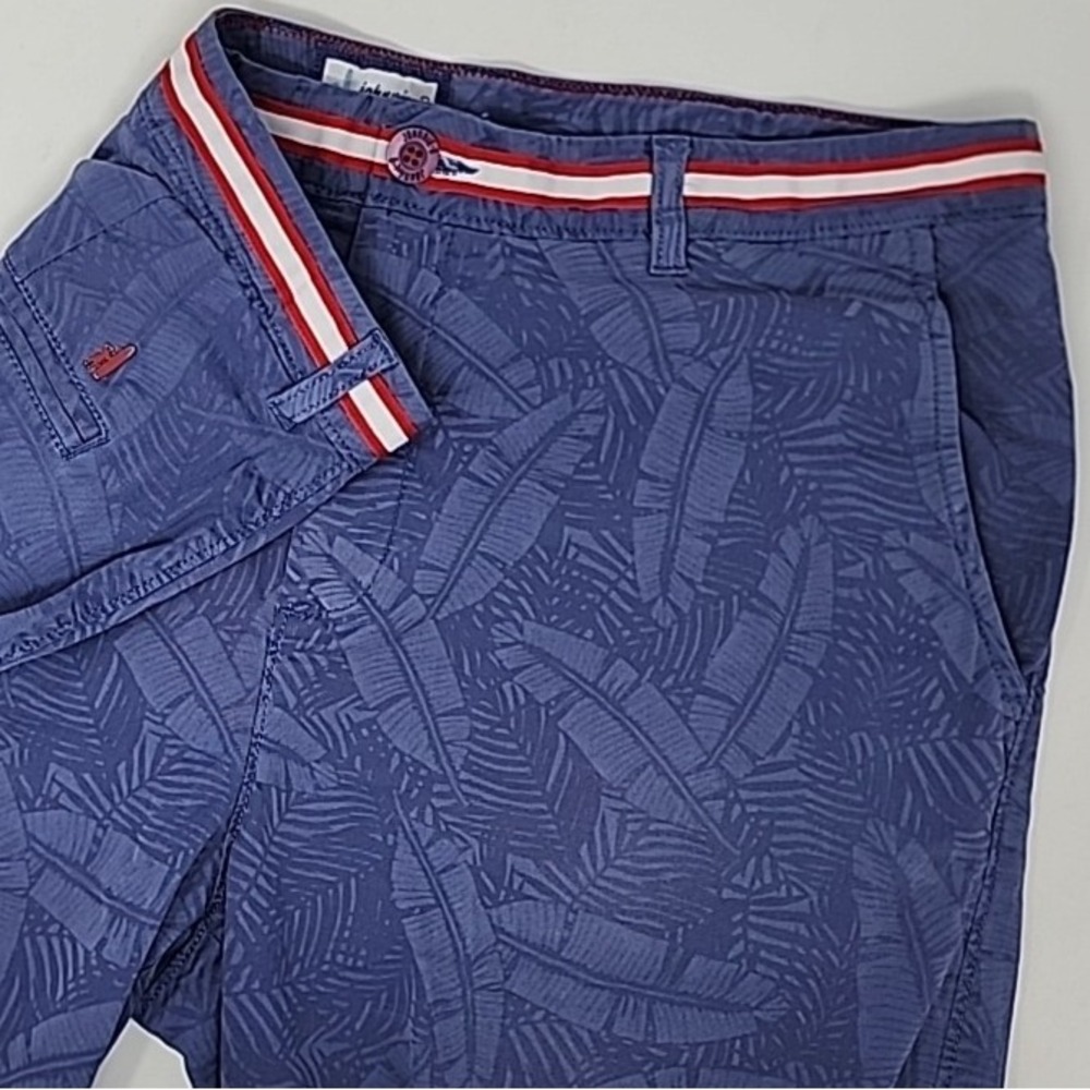 johnnie O Chino Shorts Men's Size 38 Blue‎ Floral Flat Front 9.5" Inseam Stretch